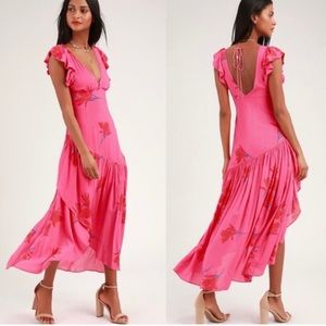 LIKE NEW, FREE PEOPLE PINK MAXI DRESS, Size O !!!